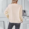 Womens Sweater Tops Hollow Vintage Cable Knit Crew Neck Pullover Sweater - 2 of 4