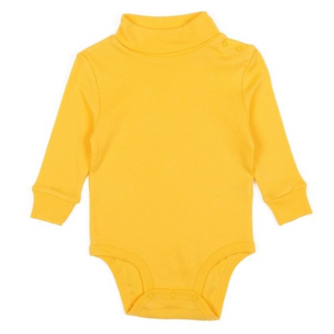 Leveret Baby Turtleneck Bodysuit Cotton Yellow 12 Month