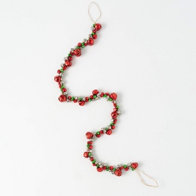 45"L Sullivans Christmas Red Green Jingle Bell Garland  Red-Green