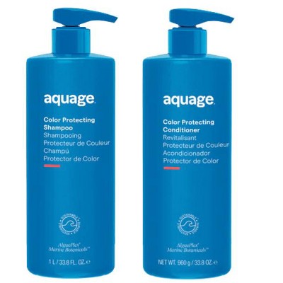 AQUAGE Color Protecting Shampoo & Conditioner (33.8 oz XXL LITER DUO SET KIT) for Color Treated Hair