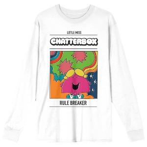 Mr. Men And Little Miss Classic Little Miss Chatterbox Crew Neck Long Sleeve Women's White Tee - 1 of 3
