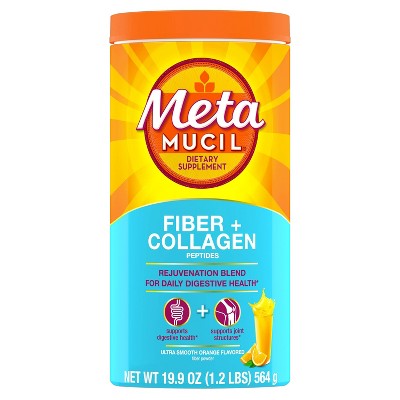 Metamucil Fiber + Collagen Peptides Powder - Orange - 19.9oz