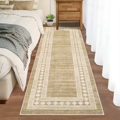 Modern Bordered Rug Non Slip Low Pile Area Rugs for Living Room, Machine Washable Area Rugs Soft Throw Rugs