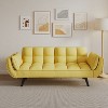 Okak 57"Sofa Bed Futon Couch with 2 Armrests & throw pillow, Convertible Small Sleeper Sofa Bed Loveseat for Apartments, living Room, Yellow - 2 of 4