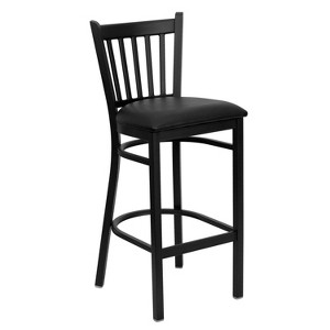 Emma and Oliver Black Vertical Back Metal Restaurant Dining Barstool - 1 of 4