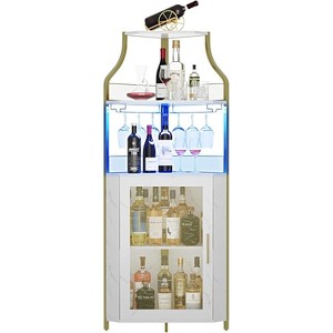 Wine Bar Cabinet with Large Storage Space and Detachable Wine Rack, Wine Cabinets with Glass Holder and Mesh Door for Dining Room, Living Room - 1 of 4