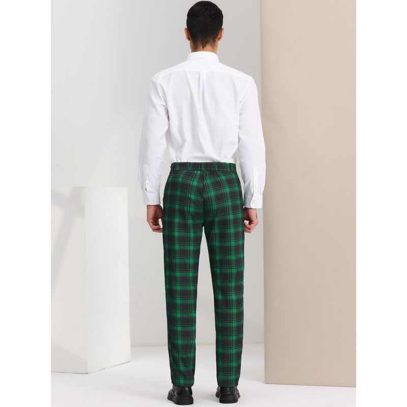 Lars Amadeus Men's Plaid Flat Front Business Dress Suit Pants, 5 of 7