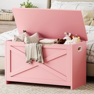 coucheta 30" Solid Wood Storage Bench with Soft-Close Lid - Easy Assembly, Large Toy Chest Organizer for Entryway, Living Room, Bedroom - 1 of 4