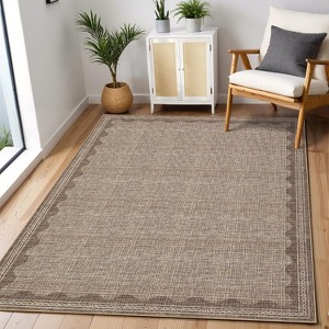 Washable Rug Low Pile Living Room Throw Mats with Non Slip Backing Lightweight Foldable Floor Covers Modern Waven Border Indoor Throw Carpet - 1 of 4