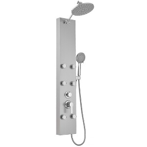 BWE 6-Jet Rainfall Shower Tower Shower Panel System with Waterfall Shower Head and Shower Wand - 1 of 4