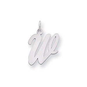 Black Bow Jewelry 14k White Gold, Madison Collection, Medium Script Initial Pendant A-W - 1 of 4