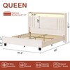 Queen/King Bed Frame Upholstered Headboard & LED Charging Station in Velvet - Hausource™ - 2 of 4