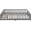 Gulches Full Size Pine Wood Floor Bed with Door, Solid Wood Platform Frame & Fence, Gray - 2 of 4