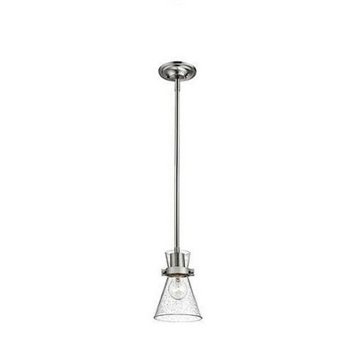 Layton Brushed Nickel Seeded Glass Indoor/Outdoor Pendant Light