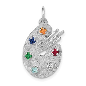 Black Bow Jewelry 14k White Gold and CZ Multicolor Artists Palette Pendant - 1 of 4