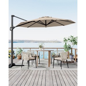 10FT Outdoor Patio Umbrella Large Cantilever w/Base Included Market Sun Shade Windproof Offset with 360-Degree Rotation for Garden Deck Pool Patio - 1 of 4