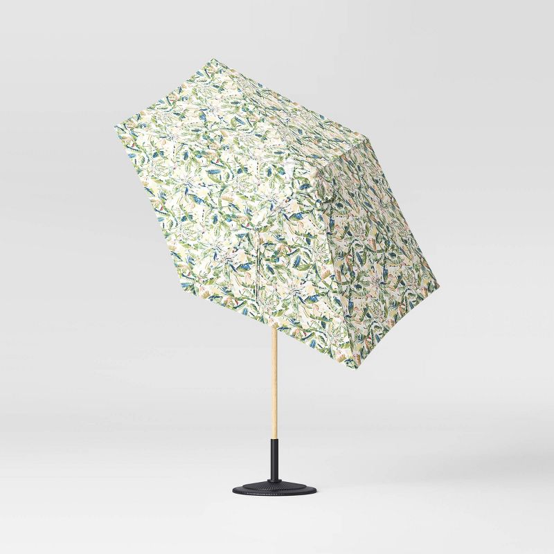  9' Round Outdoor Patio Market Umbrella with Light Wood Pole - Threshold™, 4 of 9