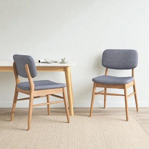 Set of 2 Mid-Century Modern Upholstered Dining Chairs with Rubberwood Frame, Splayed Legs, Fabric Cushion Seats for Dining Room, Living Room - 1 of 4