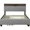 Streamdale Gray Upholstered Queen Bed with Storage, Trundle & USB Ports - 3 of 4