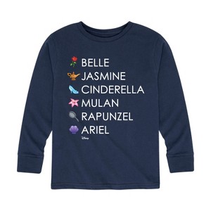 Boys' - Disney - Princess List Icons Long Sleeve Graphic T-Shirt - 1 of 4
