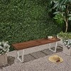 61.75" Contemporary Dining Bench with Weather-Resistant Acacia Wood and Sturdy Iron Legs for Outdoor Seating -3irtyhousy - 2 of 4