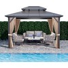 COZONY Hardtop Gazebo - Aluminum Frame with Galvanized Steel Double Roof, Permanent Outdoor Pavilion with Curtain & Netting for Patio/Lawn/Deck - 2 of 4