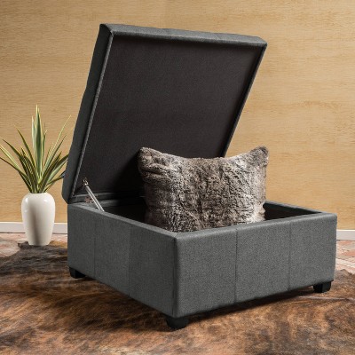 Carlsbad Dark Gray Tufted Fabric Storage Cocktail Ottoman