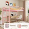 Girls Pink Loft Bed Twin Size with Removable Ladder & Full Safety Guardrail, Heavy-Duty Metal Loft Bed Frame No Noise & No Box Spring Needed - 4 of 4