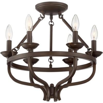 Barnes and Ivy Ceiling Light Semi Flush Mount Fixture Oil Rubbed Bronze 17 3/4" Wide 6-Light Bedroom Kitchen Living Room Hallway