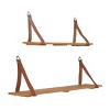 Set of 2 Wood 2 Wall Shelves with Faux Leather Straps Brown - CosmoLiving by Cosmopolitan: Contemporary Floating Storage, No Assembly Required - 4 of 4