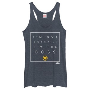 Women's Marvel Captain Marvel I'm the Boss Racerback Tank Top - 1 of 3