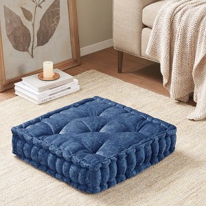 Vynxaria Charcoal Poly Chenille Square Floor Pillow Cushion - 20x20 for Cozy Comfort - 1 of 4