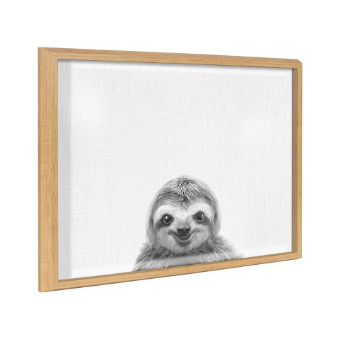 18 X 24 Blake Sloth By Simon Te Of Tai Prints Framed Printed Glass Dry Erase Board Natural Kate Laurel All Things Decor Target - Sloth Home Decor