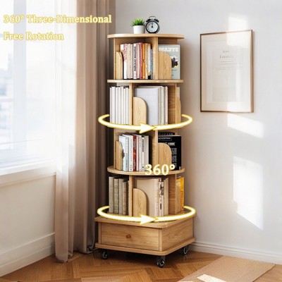 NicBex 5/6-Tier Rotating Bookcase,Space-Saving Storage Shelves with baffles,Round Bookshelf Tower for Bedroom,Living Room,Office
