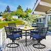 Tangkula 4PCS Patio Swivel Dining Chairs Lattice Rocker Cushioned Armrest Navy - 2 of 4