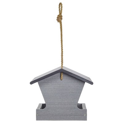 Medium Driftwood Gray Recycled Poly Lumber Hanging Hopper Bird Feeder