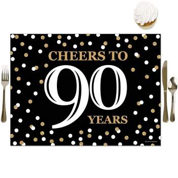 Big Dot of Happiness Adult 90th Birthday - Gold - Party Table Decorations - Birthday Party Placemats - Set of 16
