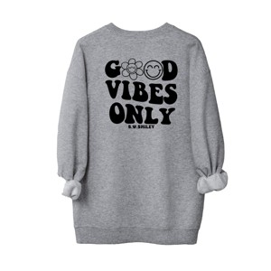 Simply Sage Market S.W.Smiley Good Vibes Only Smiley Face Front And Back Sweatshirt - 1 of 4