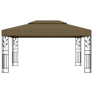 vidaXL Gazebo Pop up Canopy Party Tent Patio Pavilion Shade with Double Roof - Taupe - 1 of 4