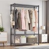 SEVOBAL Heavy Duty Garment Rack with 3 Adjustable Tiers and Side Hooks for Closet Storage Organization, Gray, 45.3"*15.7"*72.4" - 3 of 4