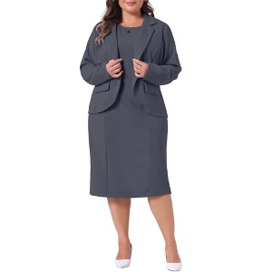 Women's Plus Size 2 Piece Back Split Dress Single Button Blazers
