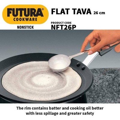Futura 10" Black Nonstick Aluminum Tava Griddle with Plastic Handle