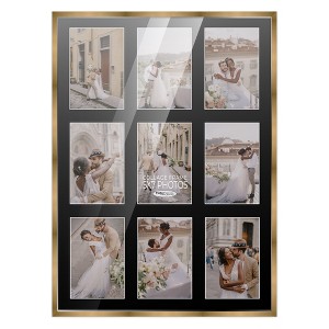 PosterPalooza | Metallic Gold Bronze Finish Collage Frame - Black Mat, 20 Frame Sizes, UV Acrylic - 1 of 4