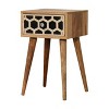 HomeRoots 20" Black White And Brown Solid Wood Geometric Bone Inlay One Drawer Nightstand - 4 of 4