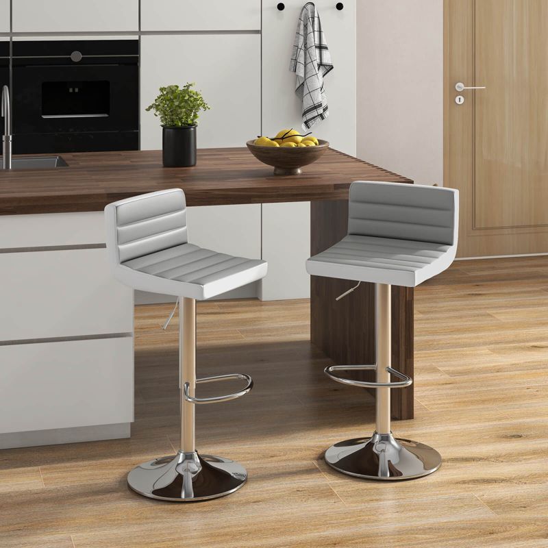 Costway Set of 4 Bar Stools Adjustable Barstool PU Leather Swivel Pub Chairs Armless New, 4 of 11