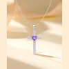 Molenia Birthstone Cross Necklace for Women, 925 Sterling Silver Heart Cross Pendant Necklace Fine Cross Jewelry Birthday Gifts for Her 18"+4" Inches - 3 of 4