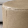 KINWELL Faux Leather Round Upholstered Footstool PU Ottoman, 24"x13" - 4 of 4