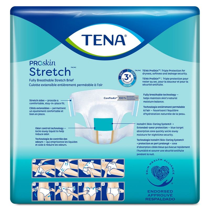 TENA ProSkin Stretch Ultra Incontinence Briefs, Heavy Absorbency, Unisex, Large/ XL, 36 Count, 2 Packs, 72 Total, 3 of 5
