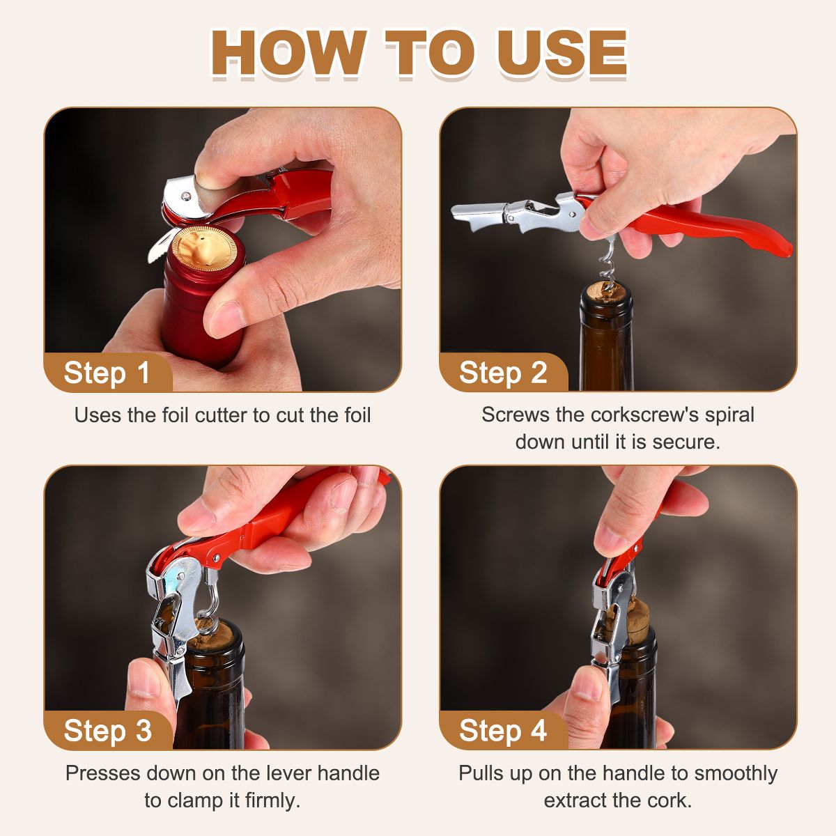 Unique Bargains Stainless Steel Wine Opener, Waiter Corkscrew Professional Wine Key Bottle Openers - thumbnail 4