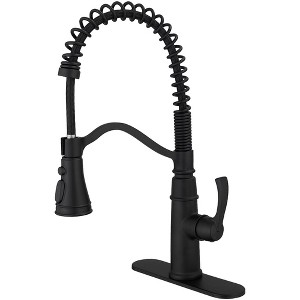 Single-Handle Pull-Down Sprayer 3-Spray High Arc Pull Down Sprayer Kitchen Faucet With Deck Plate - 1 of 4
